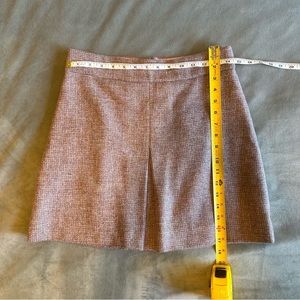 6 / EUC J. Crew Pleated mini skirt English bird's-eye twill-wool grey camel pink